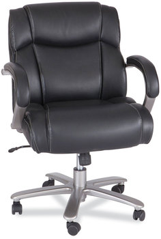 Safco® Lineage™ Big & Tall Mid Back Task Chair - 24.5" Big&Tall Max 350lb, 19.5" to 23.25" High Black Seat,Chrome,Ships in 1-3 Business Days