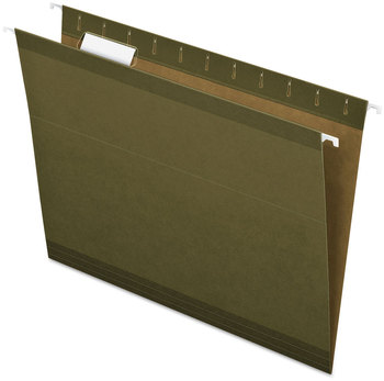 Pendaflex® Reinforced Hanging File Folders with Printable Tab Inserts, Letter Size, 1/5-Cut Tabs, Standard Green, 25/Box