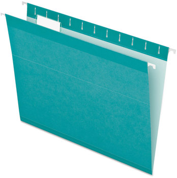 Pendaflex® Colored Reinforced Hanging Folders Letter Size, 1/5-Cut Tabs, Aqua, 25/Box