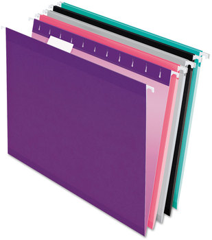 Pendaflex® Colored Reinforced Hanging Folders Letter Size, 1/5-Cut Tabs, Assorted Bold Colors, 25/Box