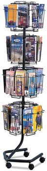Safco® Wire Rotary Display Racks 32 Compartments, 15w x 15d 60h, Charcoal