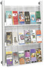 A Picture of product SAF-4134SL Safco® Luxe™ Magazine & Pamphlet Display Rack, 9 Compartments, 31.75w x 5d 41h, Clear/Silver, Ships in 1-3 Business Days