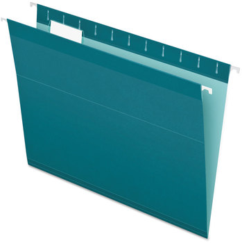 Pendaflex® Colored Reinforced Hanging Folders Letter Size, 1/5-Cut Tabs, Teal, 25/Box