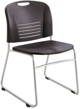 Safco® Vy™ Series Stack Chairs Supports Up to 350 lb, 18.75" Seat Height, Black Back, Silver Base, 2/Carton