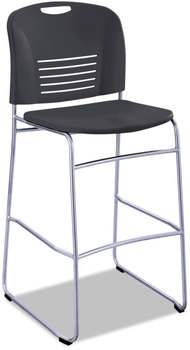 Safco® Vy™ Sled Base Bistro Chair Supports Up to 350 lb, 30.5" Seat Height, Black Back, Silver