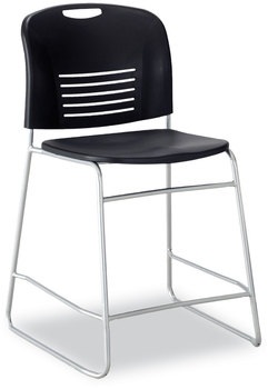 Safco® Vy™ Counter Height Chair Supports Up to 350 lb, 25" Seat Black Back, Silver Base