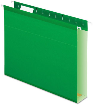 Pendaflex® Extra Capacity Reinforced Hanging File Folders with Box Bottom 2" Letter Size, 1/5-Cut Tabs, Bright Green, 25/Box
