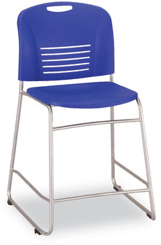 Safco® Vy™ Counter Height Chair Supports Up to 350 lb, 25" Seat Blue Back, Silver Base