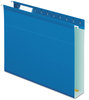A Picture of product PFX-4152X2BLU Pendaflex® Extra Capacity Reinforced Hanging File Folders with Box Bottom 2" Letter Size, 1/5-Cut Tabs, Blue, 25/Box