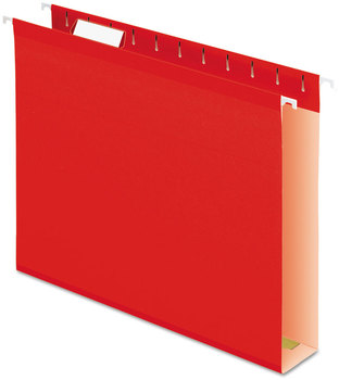 Pendaflex® Extra Capacity Reinforced Hanging File Folders with Box Bottom 2" Letter Size, 1/5-Cut Tabs, Red, 25/Box