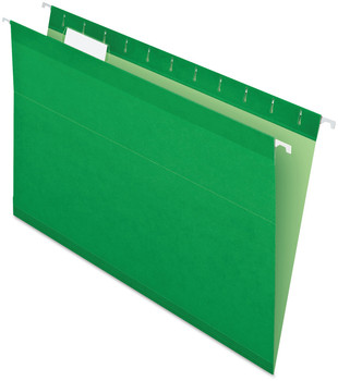 Pendaflex® Colored Reinforced Hanging Folders Legal Size, 1/5-Cut Tabs, Bright Green, 25/Box