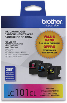 Brother LC101BK, LC101C, LC101M, LC101Y, LC1013PKS Ink Innobella 300 Page-Yield, Cyan/Magenta/Yellow