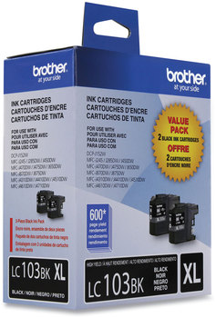 Brother LC103BK, LC103C, LC103M, LC103Y, LC1032PKS, LC1033PKS Ink Innobella High-Yield 600 Page-Yield, Black, 2/Pack