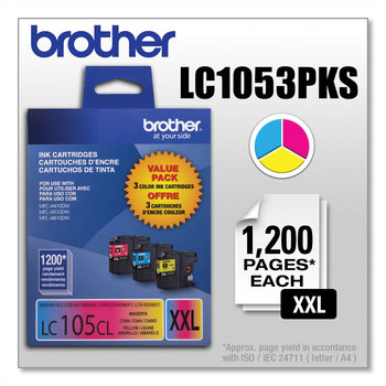 Brother LC103BK-LC107BK Ink LC1053PKS Innobella Super High-Yield 1,200 Page-Yield, Cyan/Magenta/Yellow