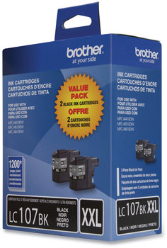 Brother LC103BK-LC107BK Ink LC1072PKS Innobella Super High-Yield 1,200 Page-Yield, Black, 2/Pack