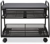 A Picture of product SAF-5208BL Safco® Onyx Under Desk Machine Stand Metal, 1 Shelf, Drawer, Bin, 100 lb Capacity, 21" x 16" 17.5", Black