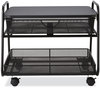 A Picture of product SAF-5208BL Safco® Onyx Under Desk Machine Stand Metal, 1 Shelf, Drawer, Bin, 100 lb Capacity, 21" x 16" 17.5", Black