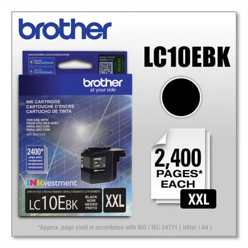 Brother LC10EBK, LC10EC, LC10EM, LC10EY Ink INKvestment Super High-Yield 2,400 Page-Yield, Black