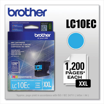 Brother LC10EBK, LC10EC, LC10EM, LC10EY Ink INKvestment Super High-Yield 1,200 Page-Yield, Cyan