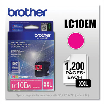 Brother LC10EBK, LC10EC, LC10EM, LC10EY Ink INKvestment Super High-Yield 1,200 Page-Yield, Magenta