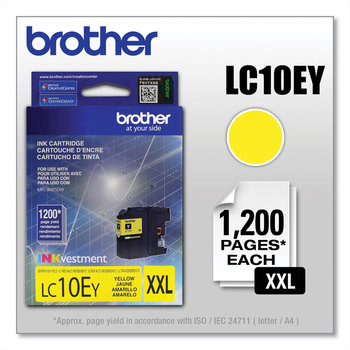 Brother LC10EBK, LC10EC, LC10EM, LC10EY Ink INKvestment Super High-Yield 1,200 Page-Yield, Yellow