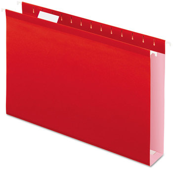 Pendaflex® Extra Capacity Reinforced Hanging File Folders with Box Bottom 2" Legal Size, 1/5-Cut Tabs, Red, 25/Box
