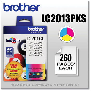 Brother LC2013PKS, LC201BK, LC201M, LC201Y Ink Innobella 260 Page-Yield, Cyan/Magenta/Yellow