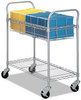 A Picture of product SAF-5236GR Safco® Wire Mail Cart Dual-Purpose and Filing Metal, 1 Shelf, Bin, 39" x 18.75" 38.5", Metallic Gray