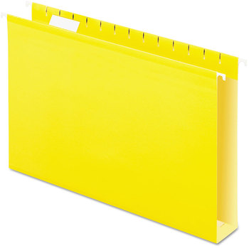 Pendaflex® Extra Capacity Reinforced Hanging File Folders with Box Bottom 2" Legal Size, 1/5-Cut Tabs, Yellow, 25/Box