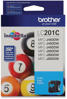 Brother LC2013PKS, LC201BK, LC201M, LC201Y Ink LC201C Innobella 260 Page-Yield, Cyan