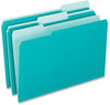 A Picture of product PFX-421013AQU Pendaflex® Interior File Folders 1/3-Cut Tabs: Assorted, Letter Size, Aqua, 100/Box