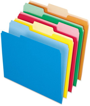 Pendaflex® Interior File Folders 1/3-Cut Tabs: Assorted, Letter Size, Colors: Blue/Green/Orange/Red/Yellow, 100/Box