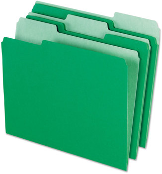 Pendaflex® Interior File Folders 1/3-Cut Tabs: Assorted, Letter Size, Bright Green, 100/Box