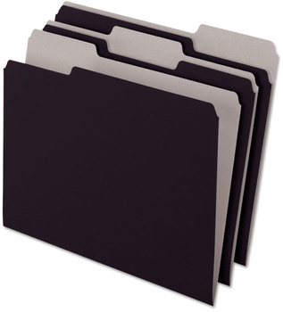 Pendaflex® Interior File Folders 1/3-Cut Tabs: Assorted, Letter Size, Black/Gray, 100/Box