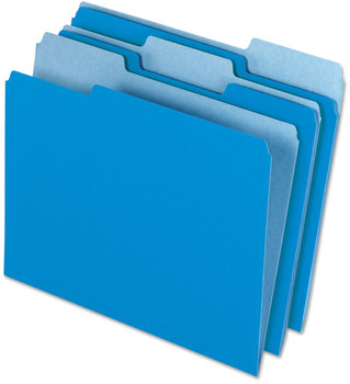 Pendaflex® Interior File Folders 1/3-Cut Tabs: Assorted, Letter Size, Blue, 100/Box