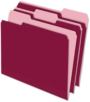 Pendaflex® Interior File Folders 1/3-Cut Tabs: Assorted, Letter Size, Burgundy, 100/Box