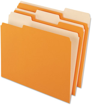 Pendaflex® Interior File Folders 1/3-Cut Tabs: Assorted, Letter Size, Orange, 100/Box