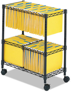 Safco® Two-Tier Rolling File Cart Metal, 3 Bins, 25.75" x 14" 29.75", Black