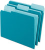 A Picture of product PFX-421013TEA Pendaflex® Interior File Folders 1/3-Cut Tabs: Assorted, Letter Size, Teal, 100/Box