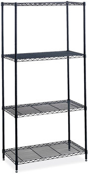 Safco® Industrial Wire Shelving Four-Shelf, 36w x 18d 72h, Black, Ships in 1-3 Business Days