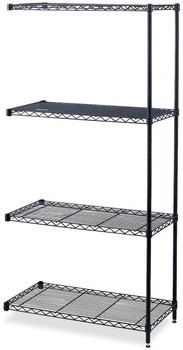 Safco® Industrial Add-On Unit Four-Shelf, 36w x 18d 72h, Steel, Black, Ships in 1-3 Business Days