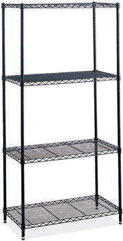 Safco® Industrial Wire Shelving Four-Shelf, 36w x 24d 72h, Black, Ships in 1-3 Business Days