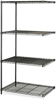 Safco® Industrial Add-On Unit Four-Shelf, 36w x 24d 72h, Steel, Black, Ships in 1-3 Business Days