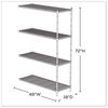 A Picture of product SAF-5292BL Safco® Industrial Add-On Unit Four-Shelf, 48w x 18d 72h, Steel, Black, Ships in 1-3 Business Days