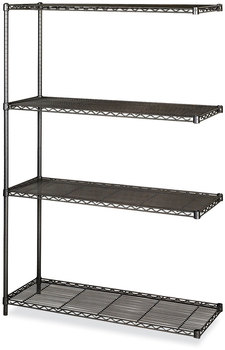 Safco® Industrial Add-On Unit Four-Shelf, 48w x 18d 72h, Steel, Black, Ships in 1-3 Business Days