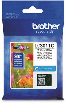 Brother BRTLC3011BK,BRTLC3011C,BRTLC3011M,BRTLC3011Y Ink Cartridge LC3011C 200 Page-Yield, Cyan