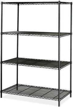 Safco® Industrial Wire Shelving Four-Shelf, 48w x 24d 72h, Black, Ships in 1-3 Business Days