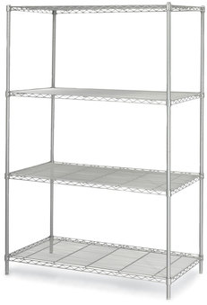 Safco® Industrial Wire Shelving Four-Shelf, 48w x 24d 72h, Metallic Gray, Ships in 1-3 Business Days