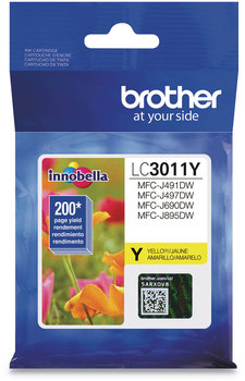 Brother BRTLC3011BK,BRTLC3011C,BRTLC3011M,BRTLC3011Y Ink Cartridge LC3011Y 200 Page-Yield, Yellow