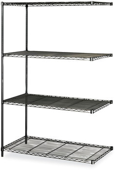 Safco® Industrial Add-On Unit Four-Shelf, 48w x 24d 72h, Steel, Black, Ships in 1-3 Business Days